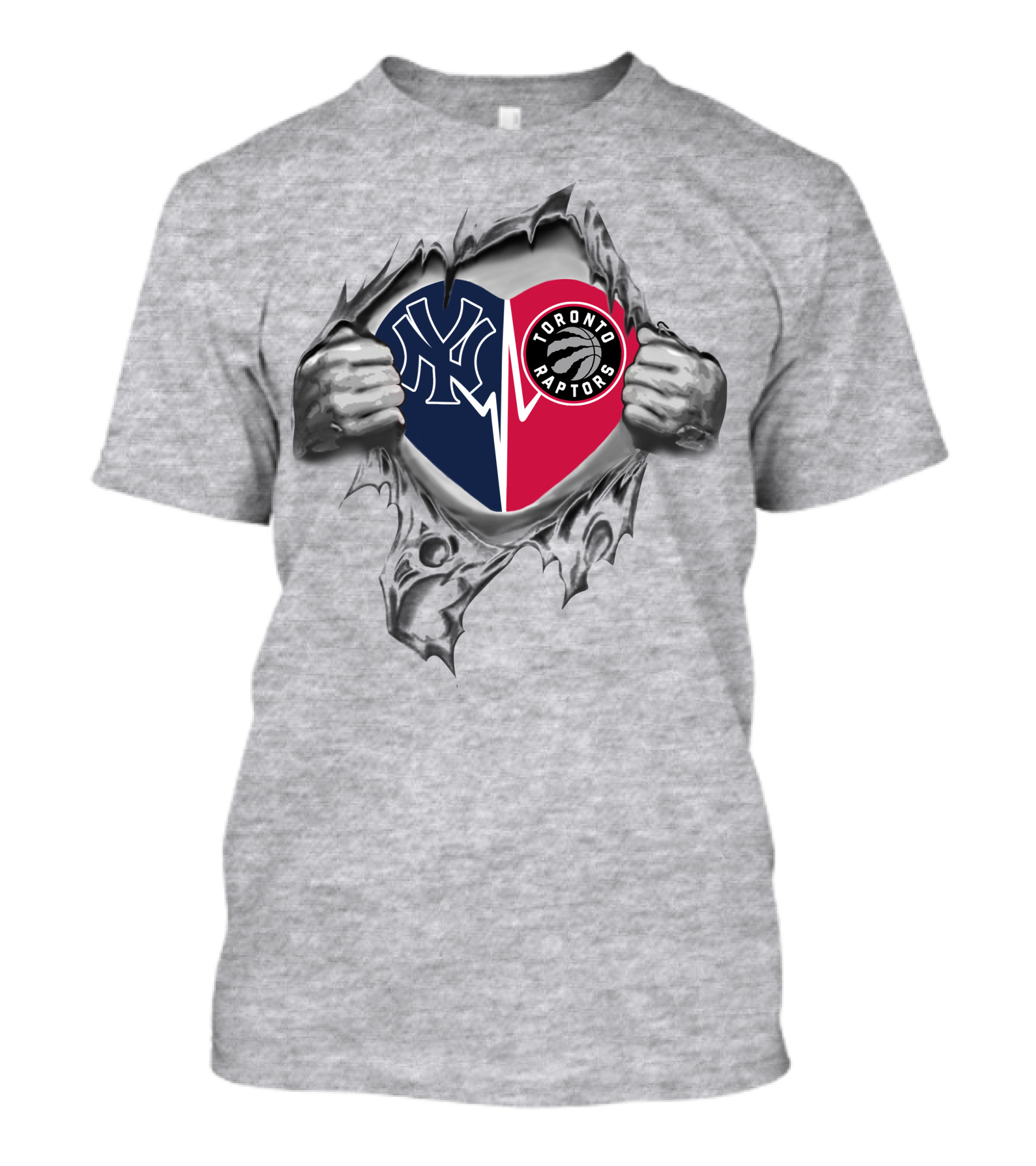 Yankees Raptors Love Heart Dual Team Loyalty T-Shirt