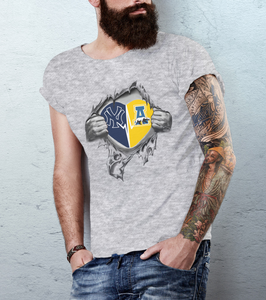 Yankees Alaska Nanooks Heartbeat Yankees And Nanooks Spirit T-Shirt