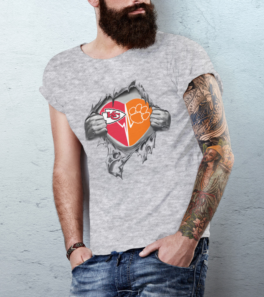Kansas City Chiefs Clemson Tigers Heart Fusion T-Shirt