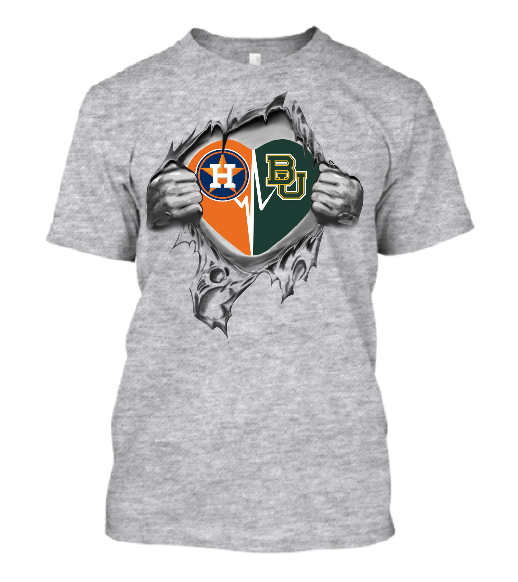 Astros Baylor Bears Heart With Logos Symbolizing Team Pride T-Shirt