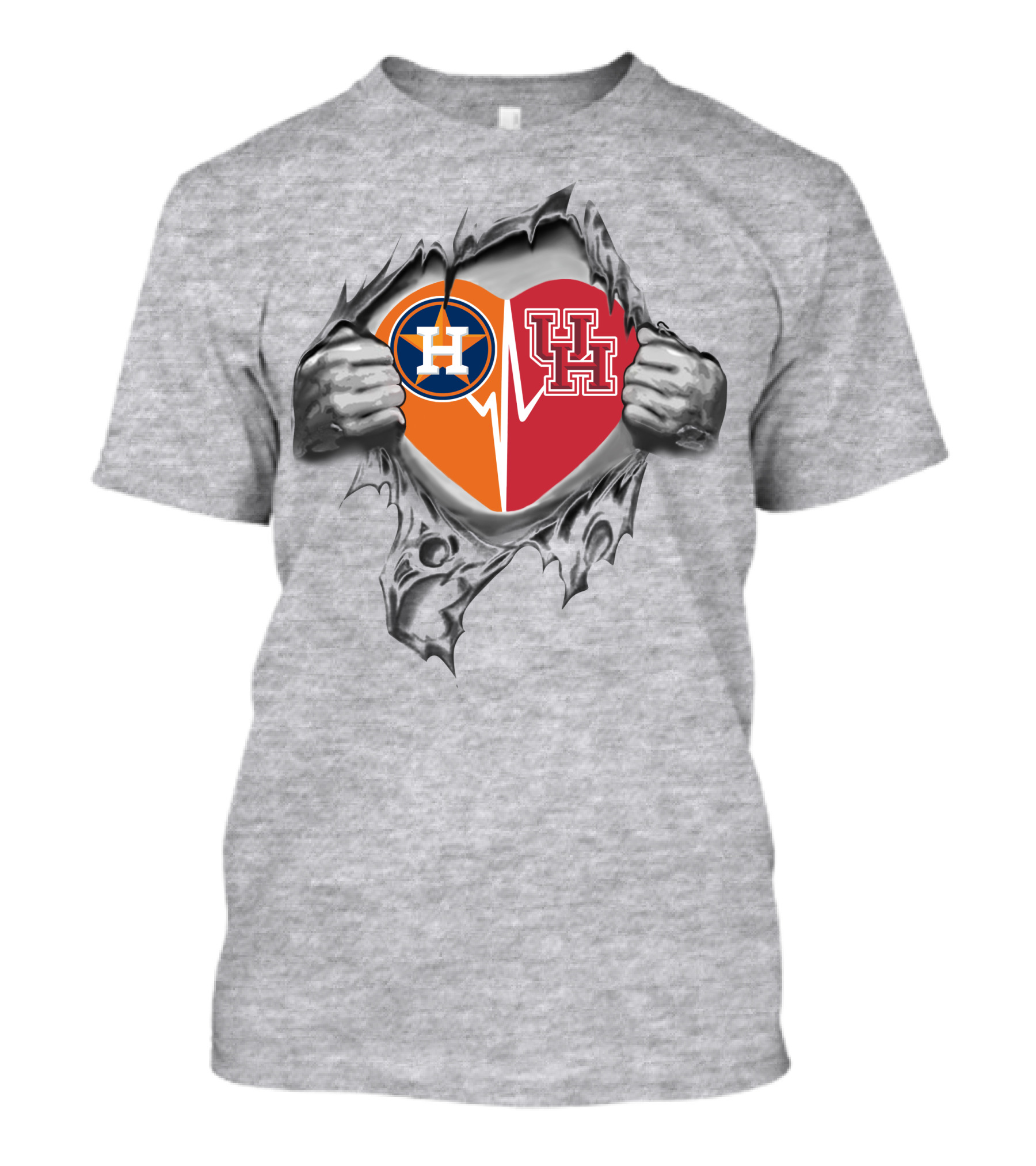 Astros Houston Cougars Heartbeat Fusion T-Shirt