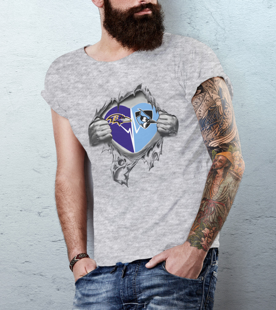 Ravens John Hopkins It's In My Heart Dual Logos Embrace T-Shirt