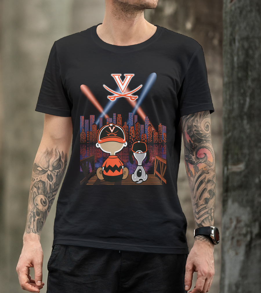 Virginia Cavaliers Snoopy City Night Skyline T-Shirt
