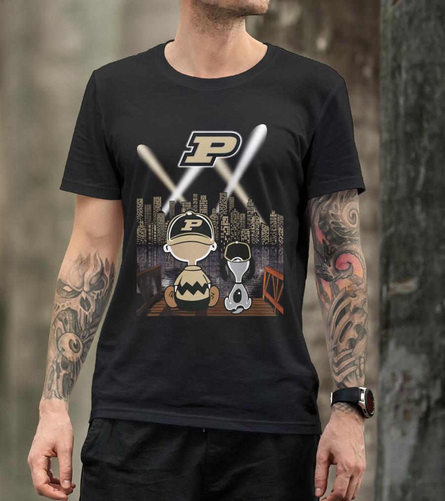 Purdue Boilermakers City Skyline With Iconic Characters And P T-Shirt