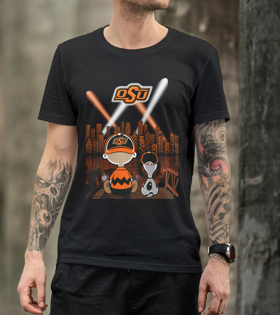 Osu Oklahoma State Cowboys Nighttime City Skyline T-Shirt