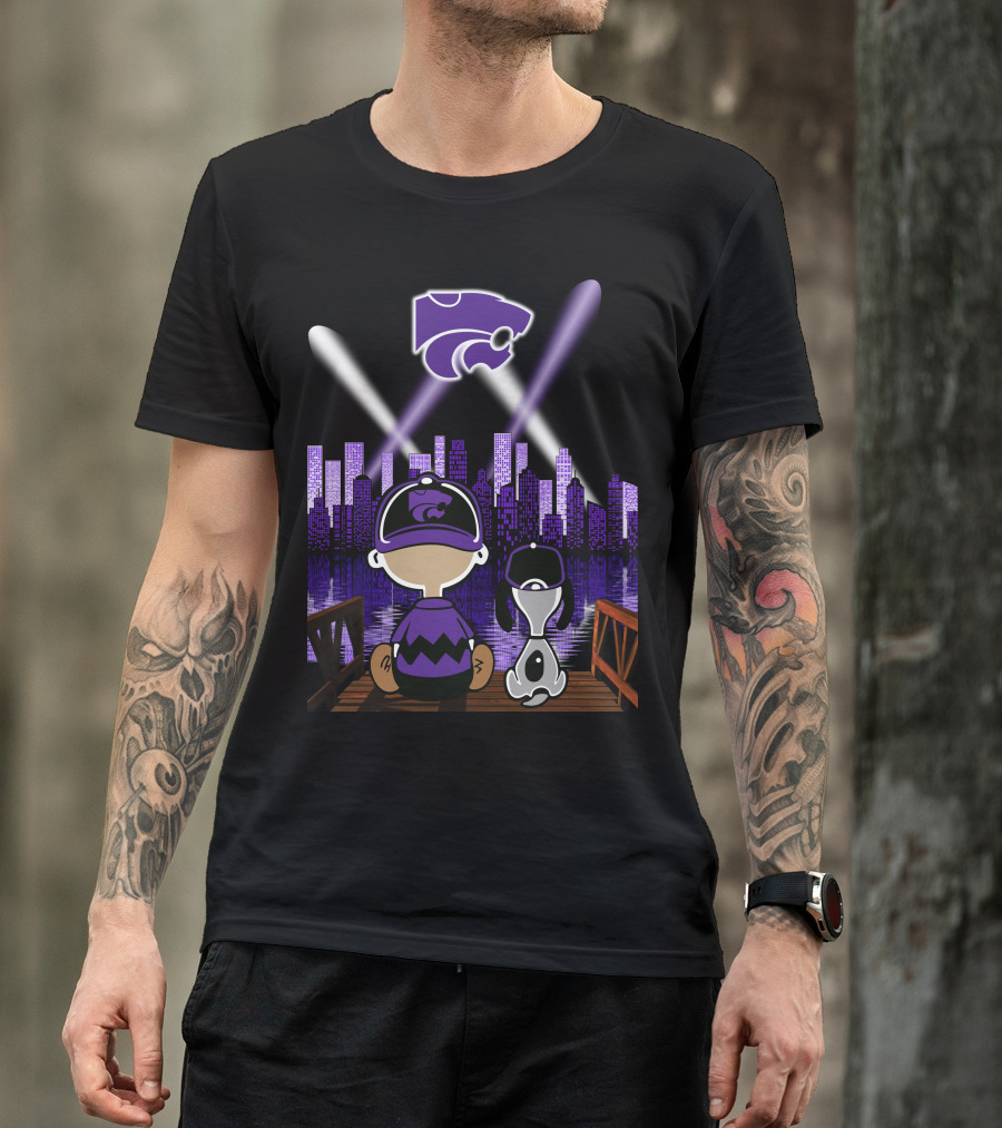 Kansas State Wildcats Night City Skyline Reflections T-Shirt