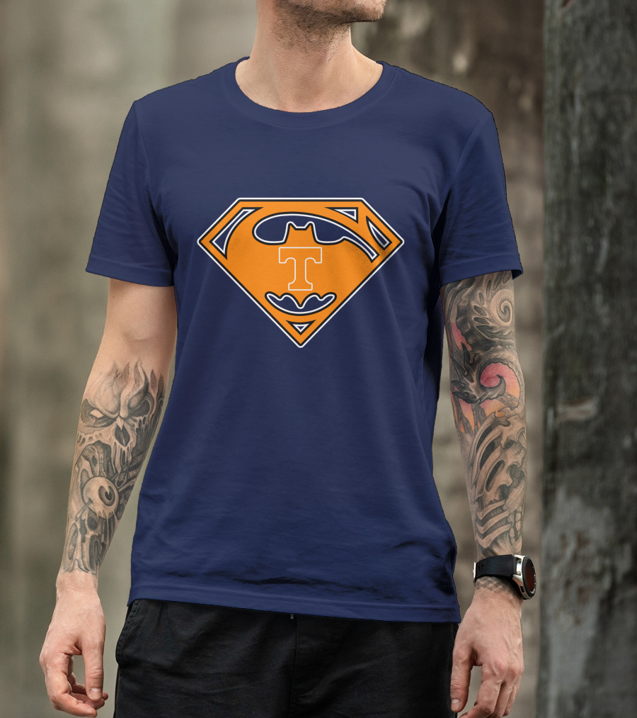 Superman Batman Tennessee Volunteers Logo T-Shirt