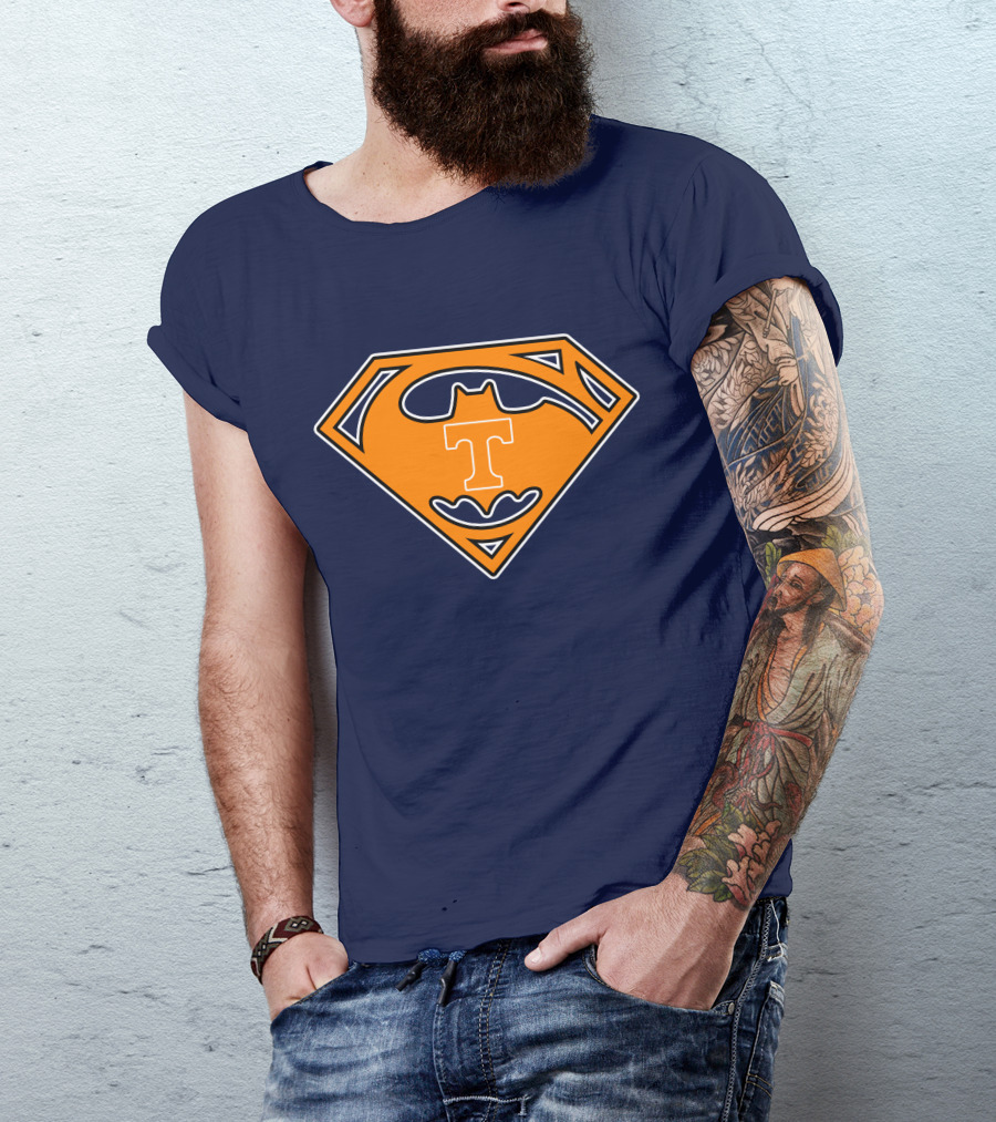 Superman Batman Tennessee Volunteers Logo T-Shirt