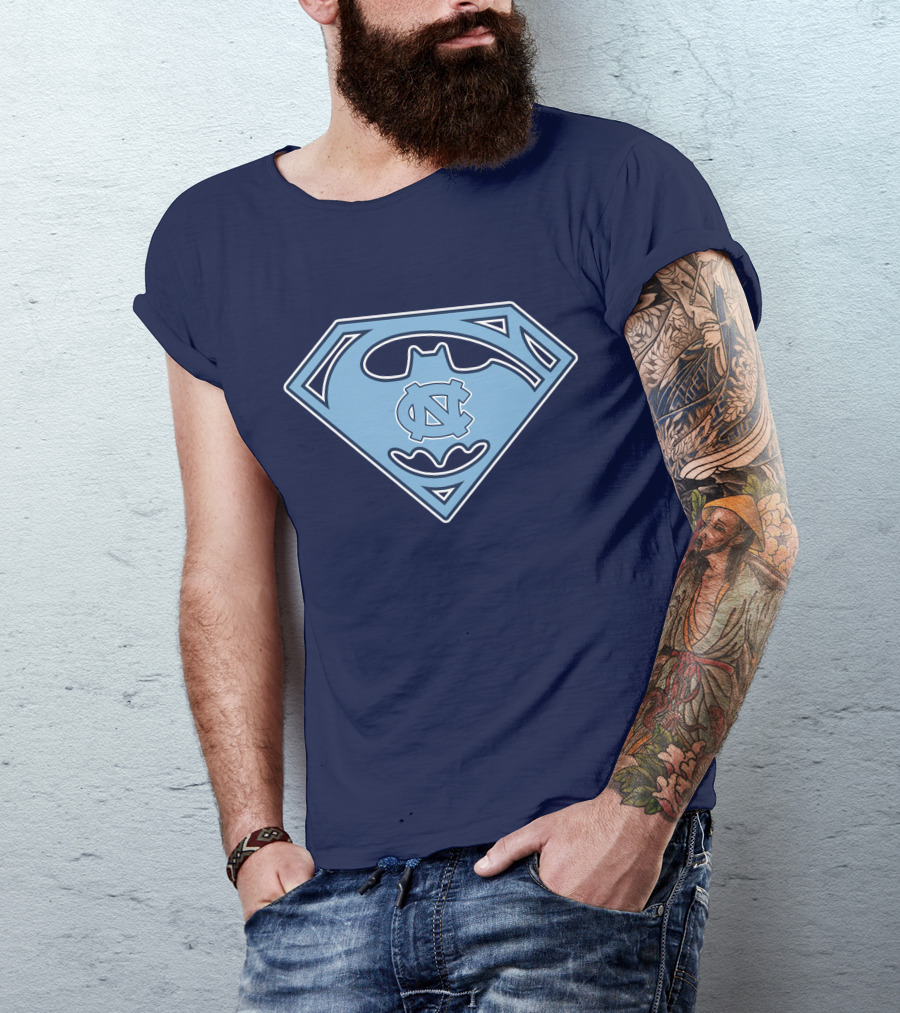 North Carolina Tar Heels Superman Batman Logo Mashup T-Shirt