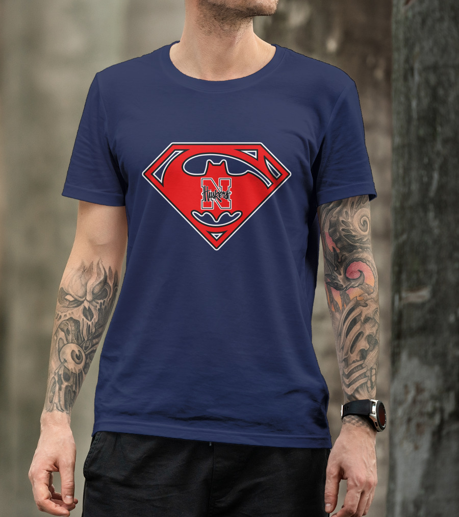 Superman Nebraska Huskers Logo T-Shirt