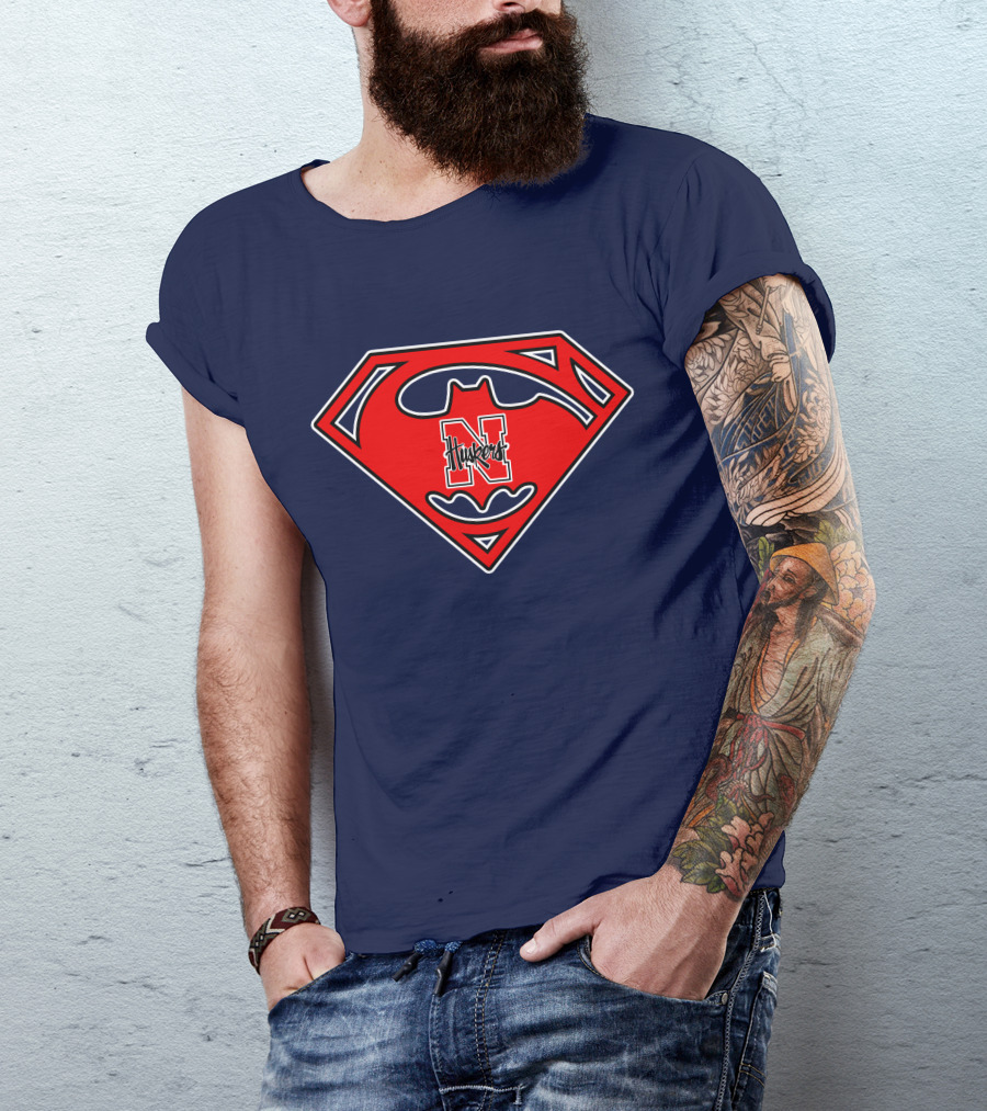 Superman Nebraska Huskers Logo T-Shirt