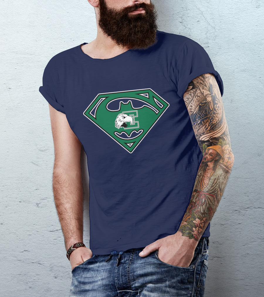 Batman Superman Logo Fusion Eastern Michigan Eagles T-Shirt