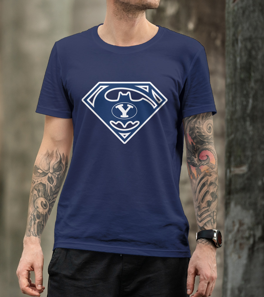 Batman Superman Byu Cougars Shield T-Shirt