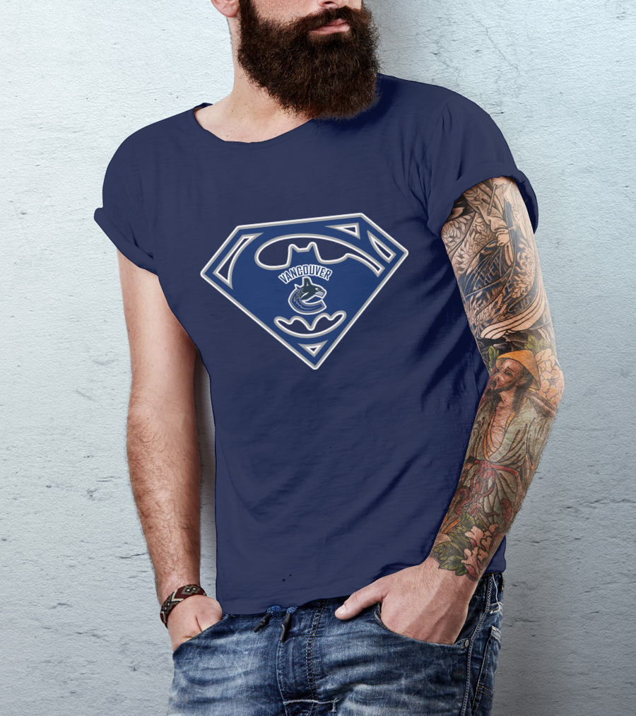 Vancouver Canucks Batman Superman Logo Fusion T-Shirt