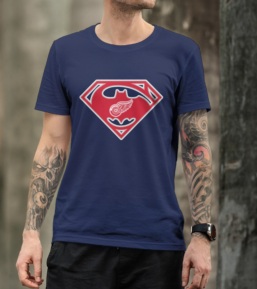 Detroit Red Wings Superman Batman Logo Mashup T-Shirt