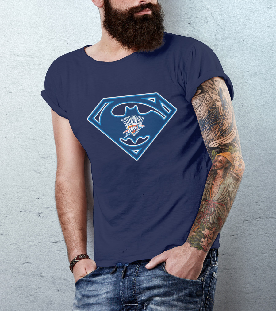 Thunder Okc Batman Superman Logo Mashup T-Shirt