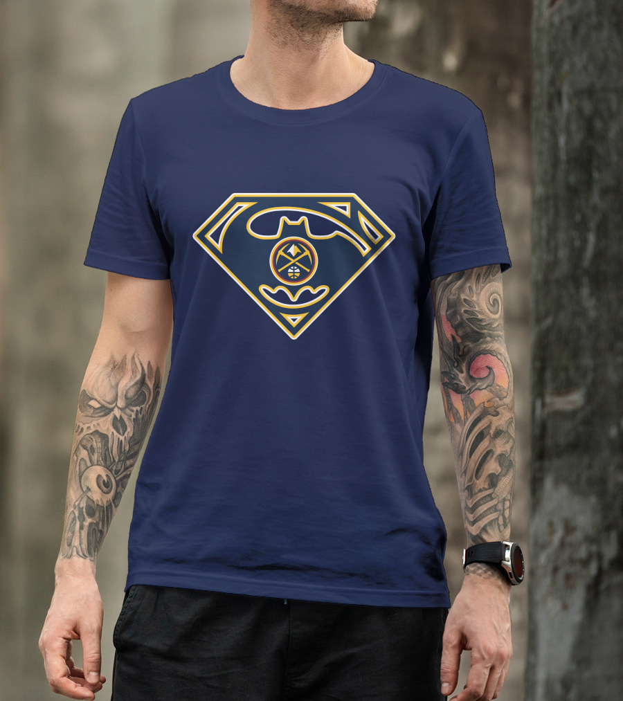 Denver Nuggets 183 Batman Superman Logo Fusion T-Shirt