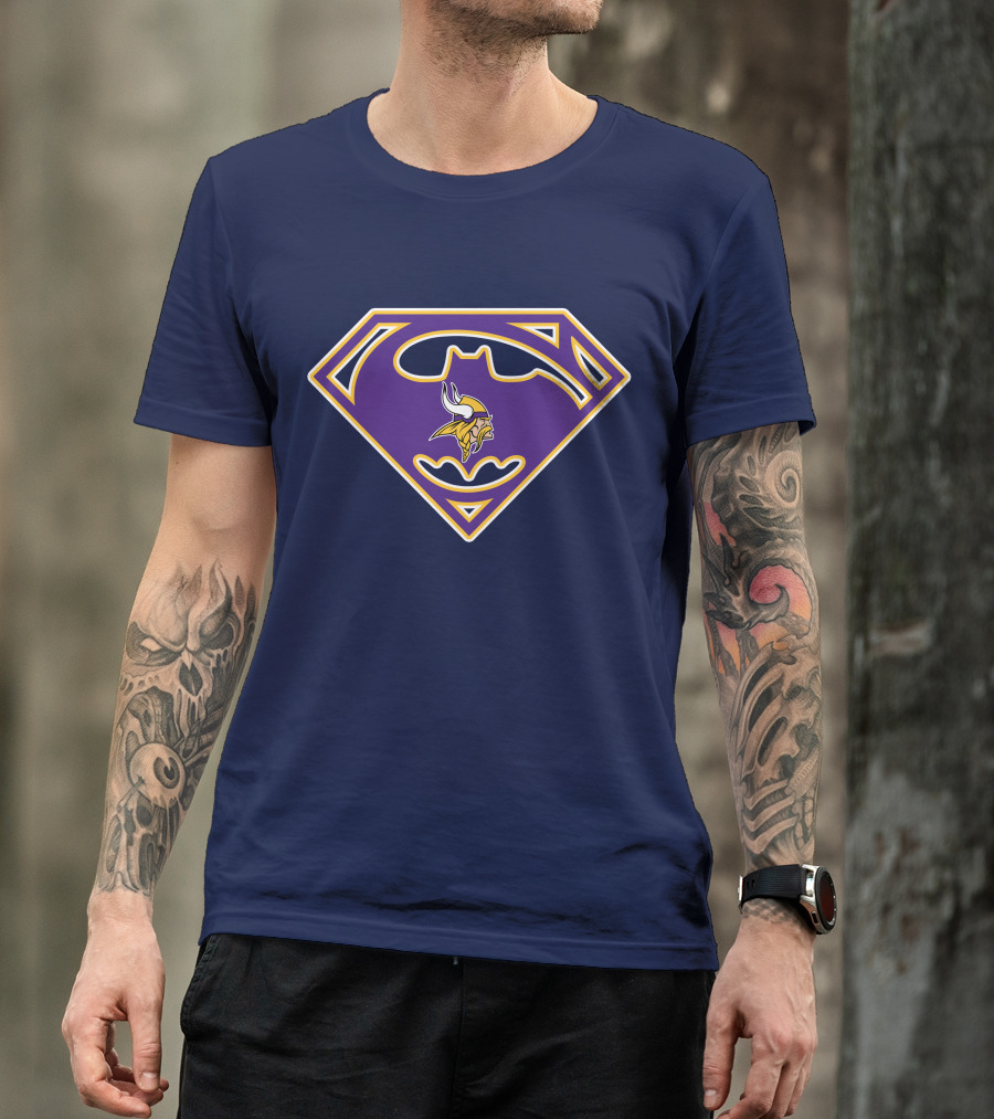 Minnesota Vikings Superman Batman Logo Mashup T-Shirt