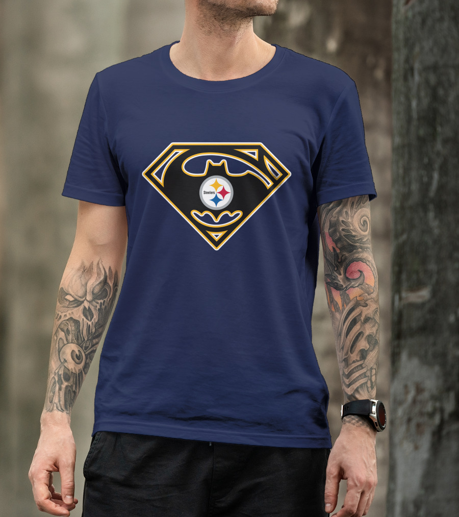 Pittsburgh Steelers Batman Superman Logo Fusion 224 T-Shirt