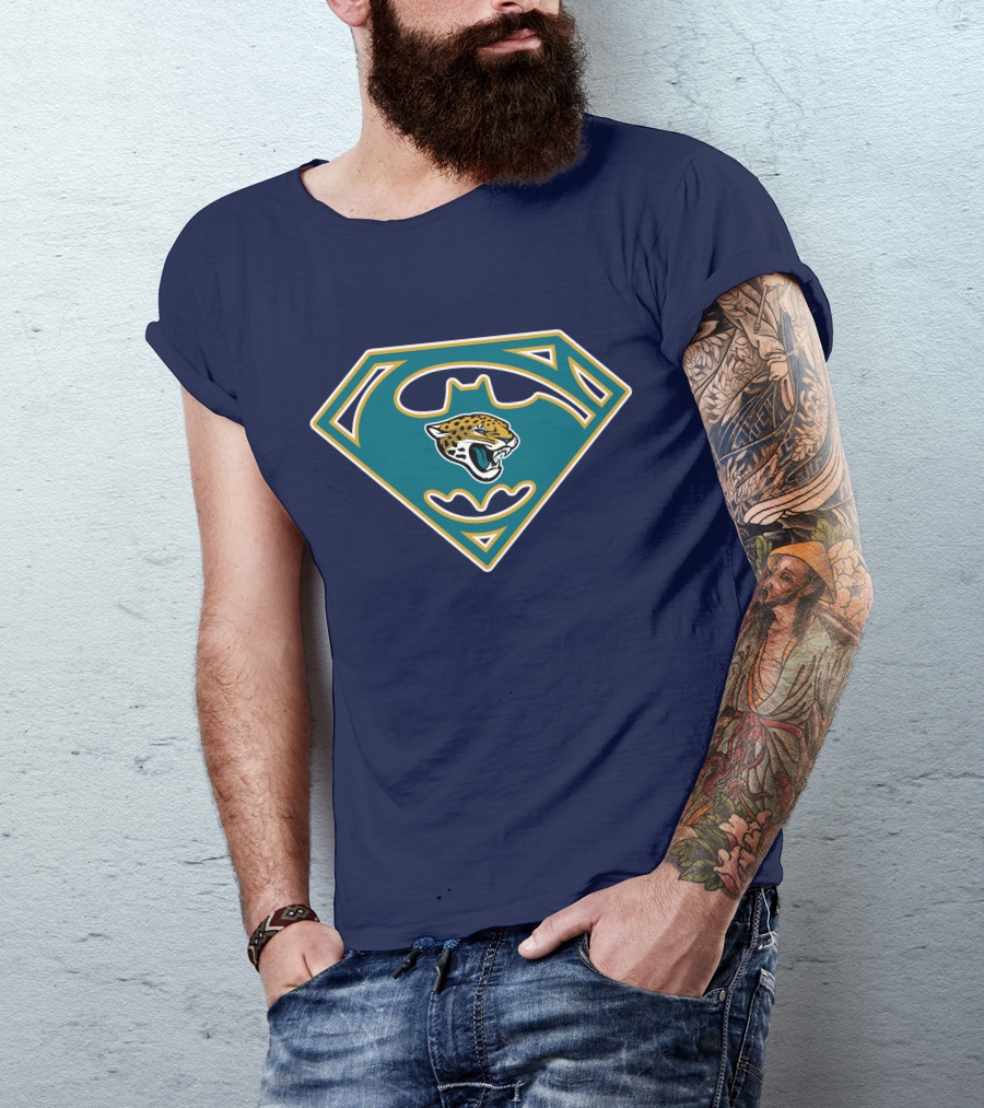Jacksonville Jaguars Superman Batman Logo Fusion T-Shirt