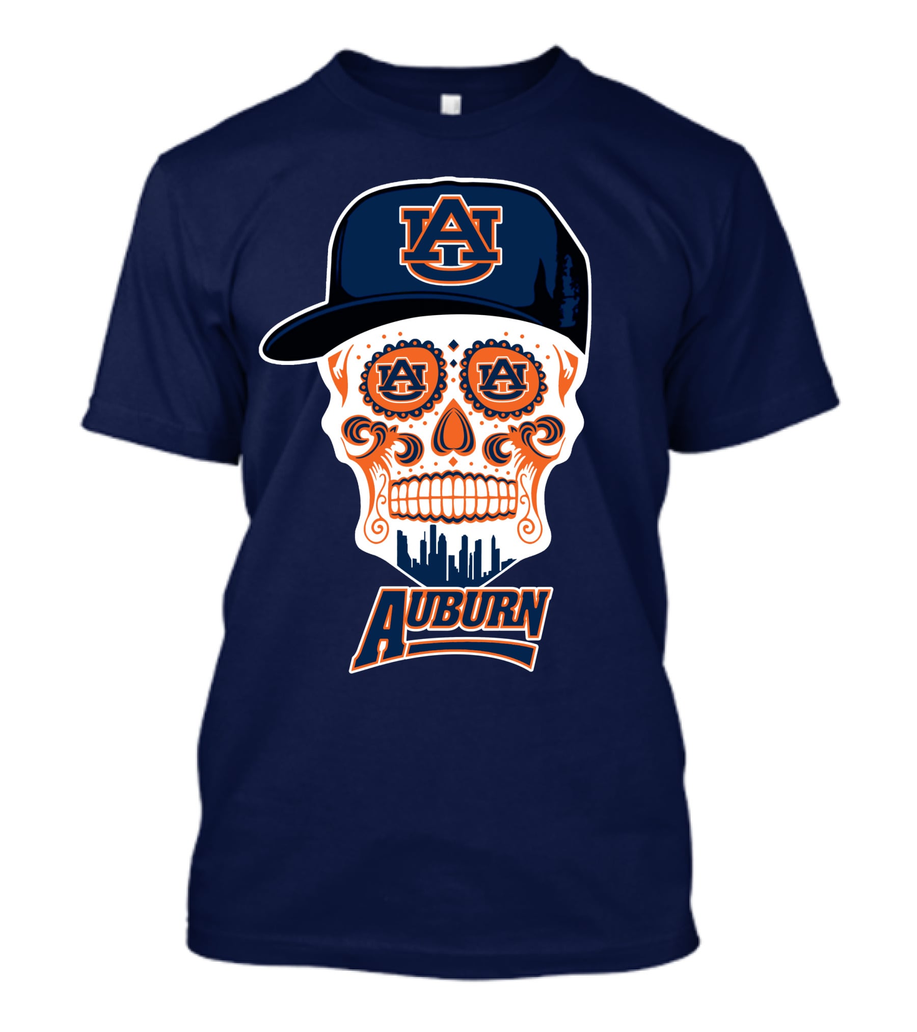 Auburn Tigers Skull With Au Logo And Cap T-Shirt