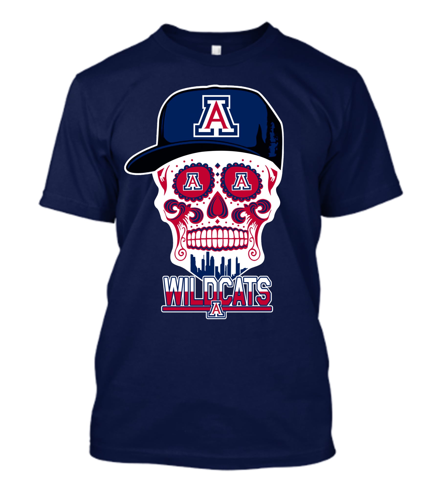 Arizona Wildcats Skull With 'A' Logo And Hat T-Shirt