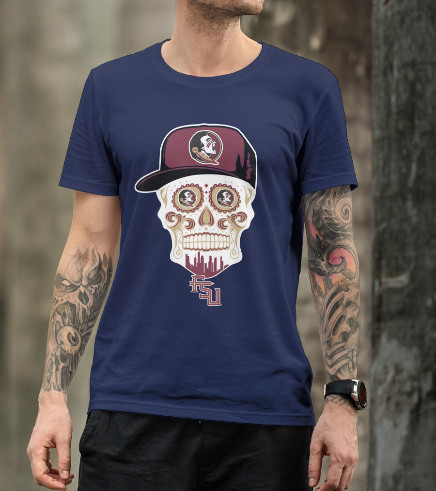 Florida State Seminoles Fsu Skull With Hat T-Shirt