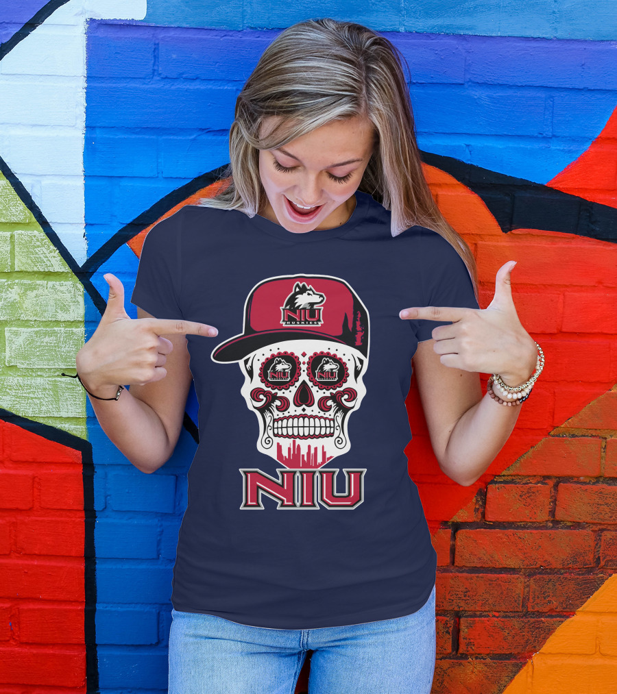 Niu Huskies Sugar Skull T-Shirt