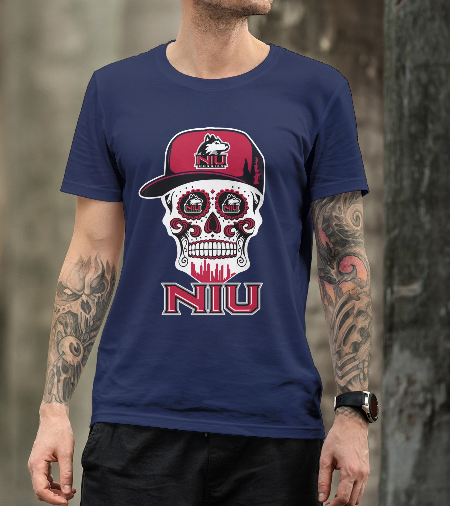 Niu Huskies Sugar Skull T-Shirt