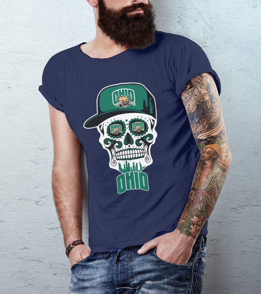 Ohio Bobcats Sugar Skull Urban Cap T-Shirt