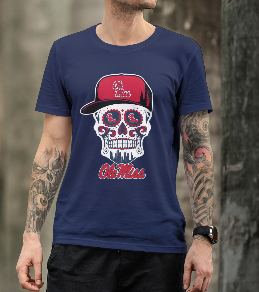 Ole Miss Sugar Skull Cap T-Shirt
