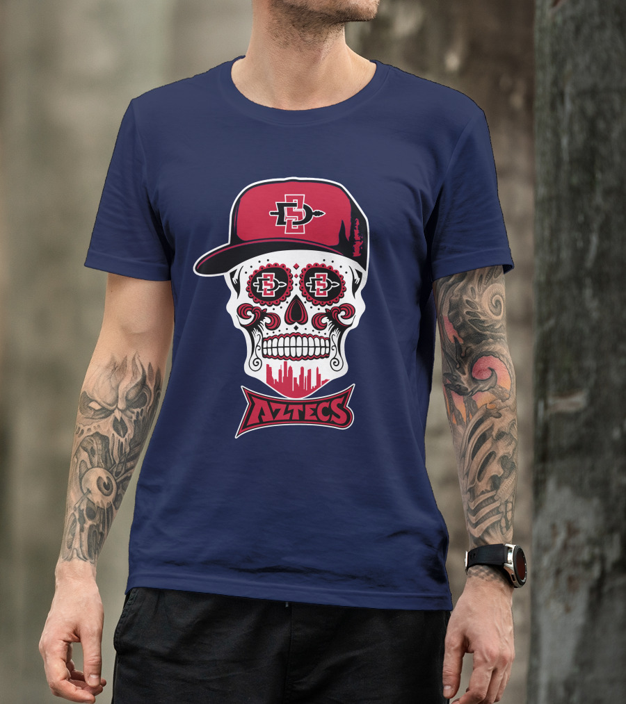 San Diego State Aztecs Skull Cap Icon With Sd Skyline T-Shirt