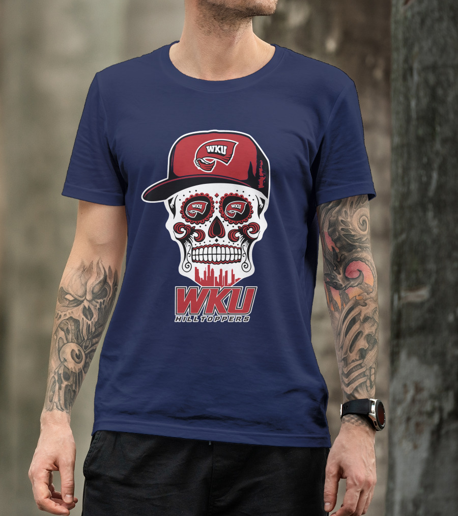 Wku Hilltoppers Sugar Skull With Hat T-Shirt