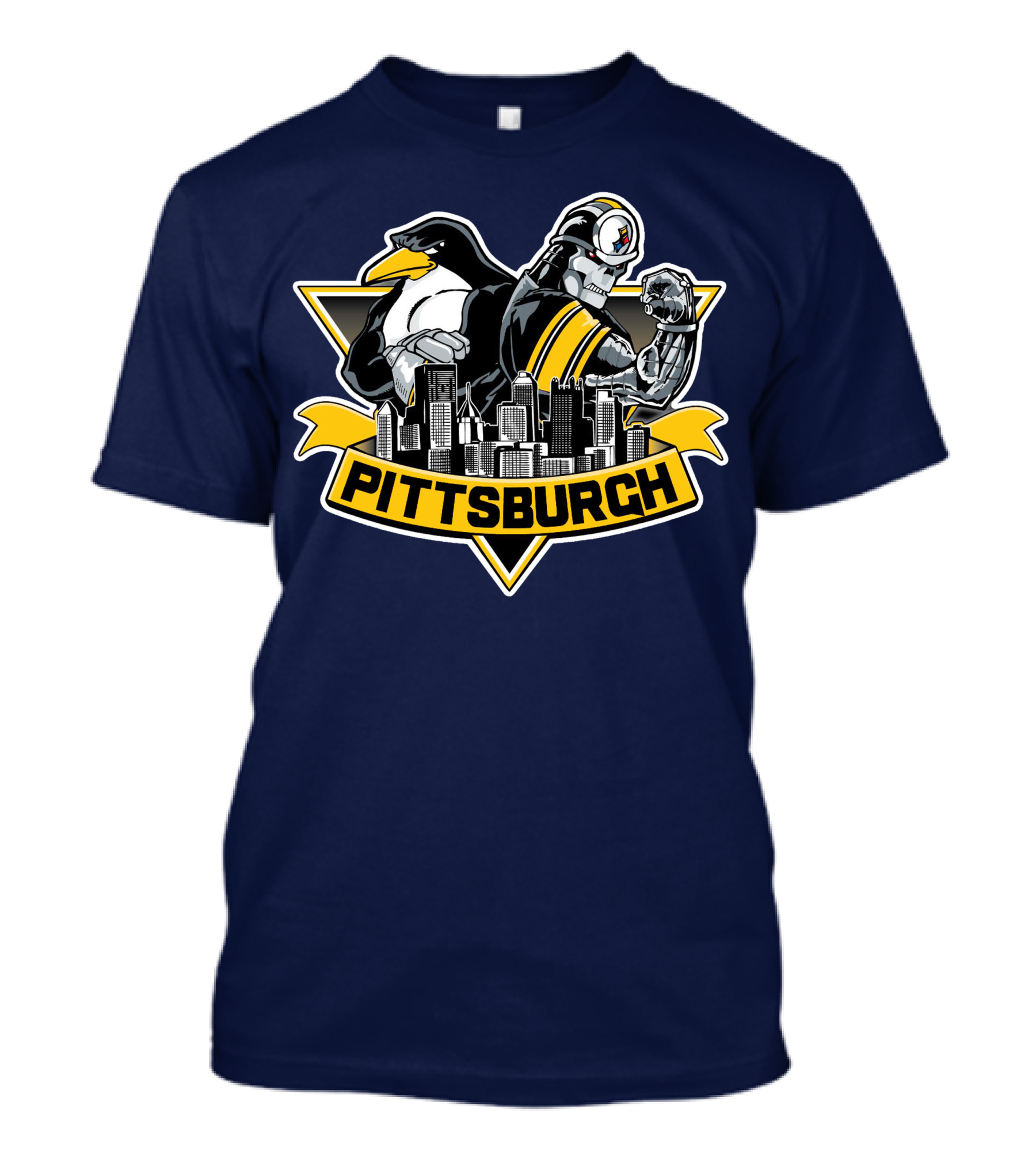 Pittsburgh Steelers Penguins Fusion Skyline T-Shirt