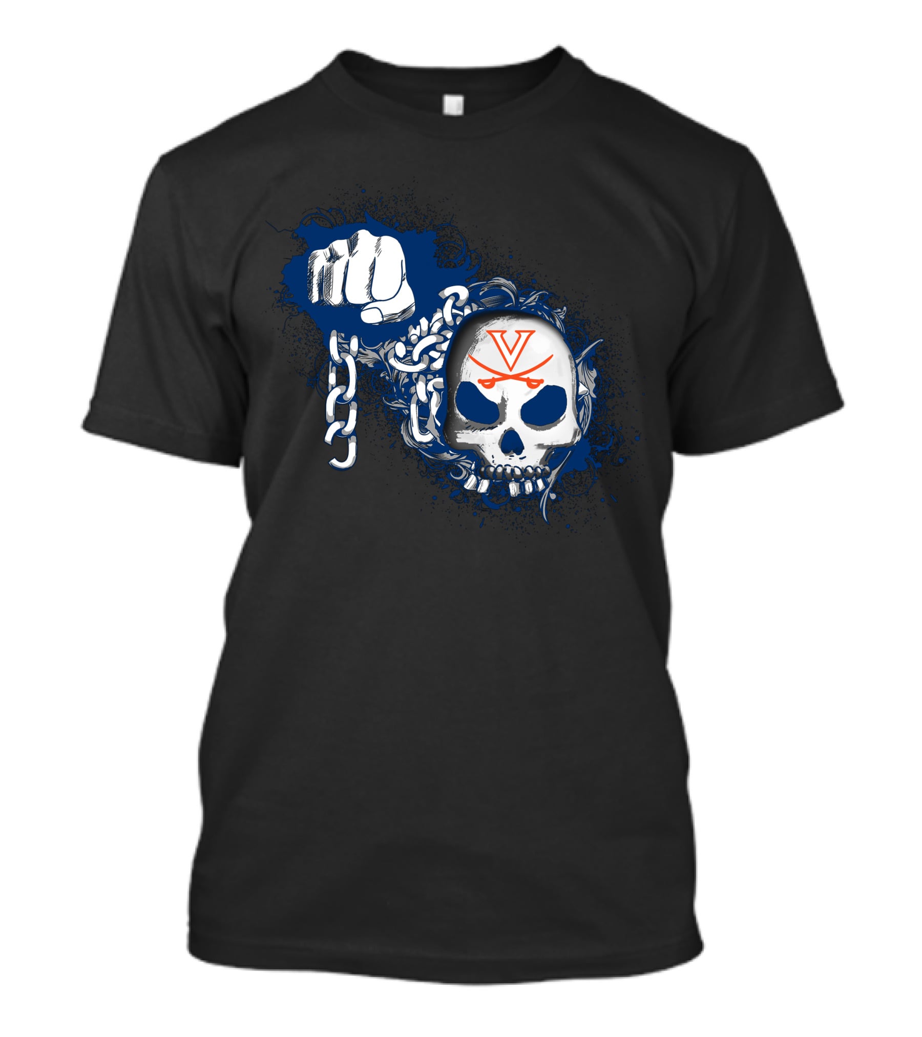 Virginia Cavaliers Skull And Chains Fist T-Shirt