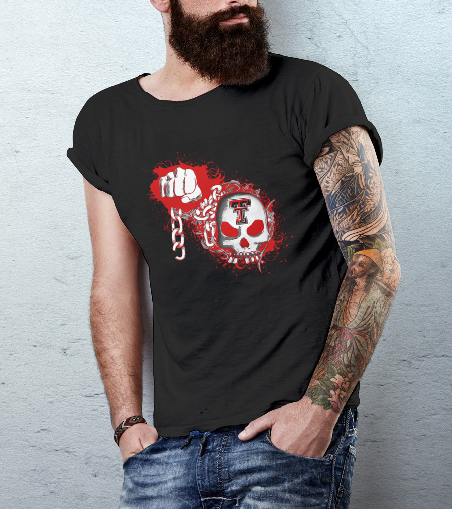 Texas Tech Red Raiders Skull And Chain Fist T-Shirt