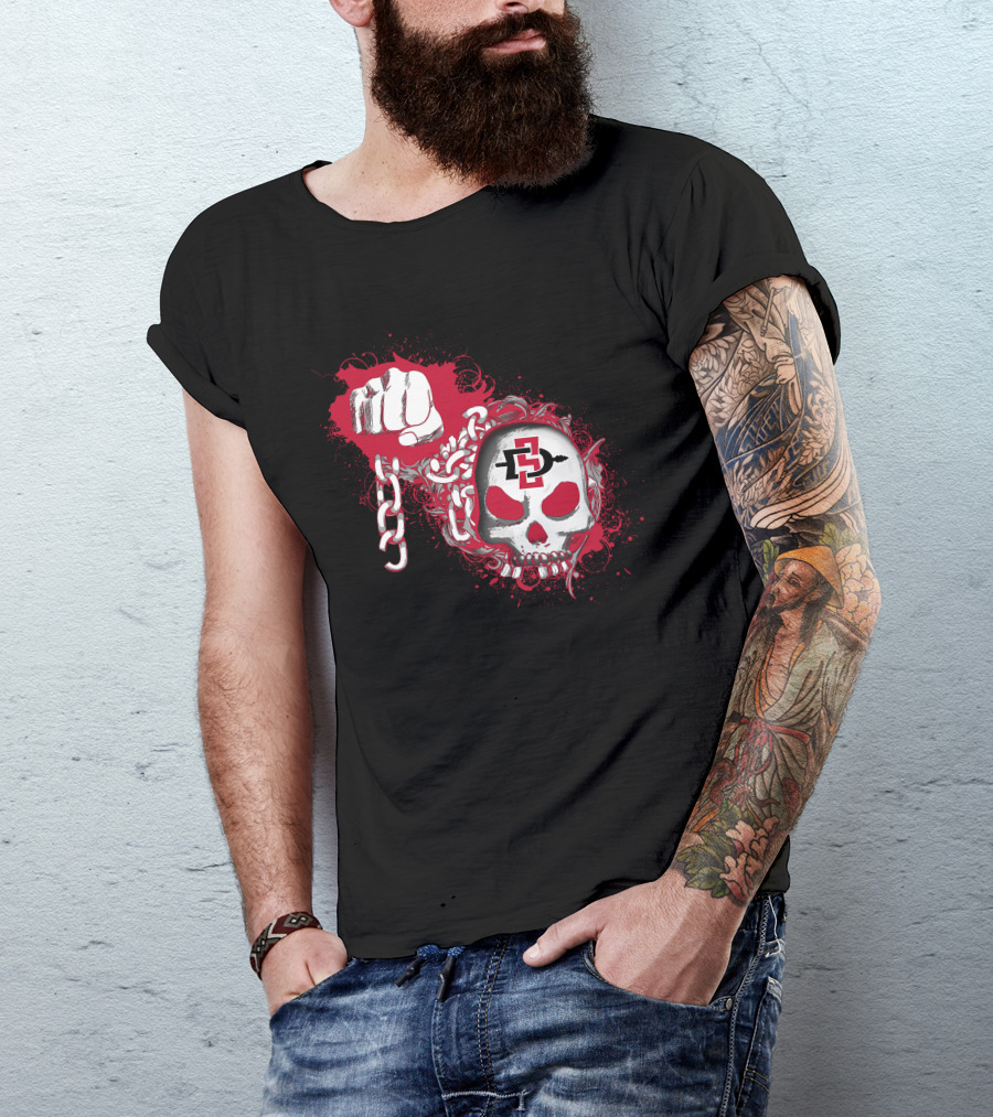 San Diego State Aztecs Skull And Fist With Chains T-Shirt