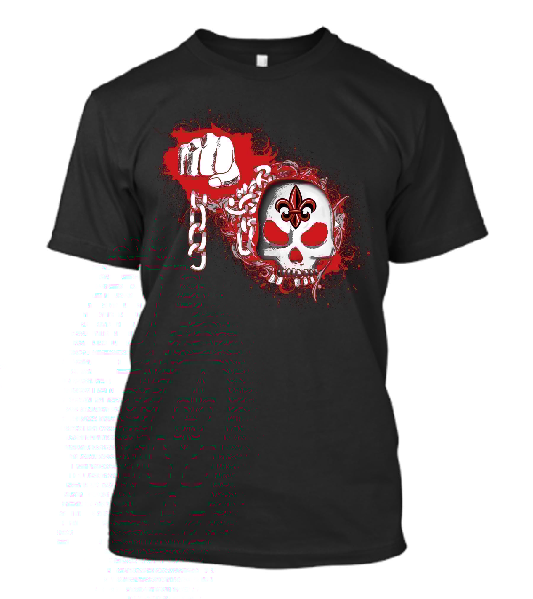 Ragin Cajuns Skull With Fleur-De-Lis And Chains T-Shirt