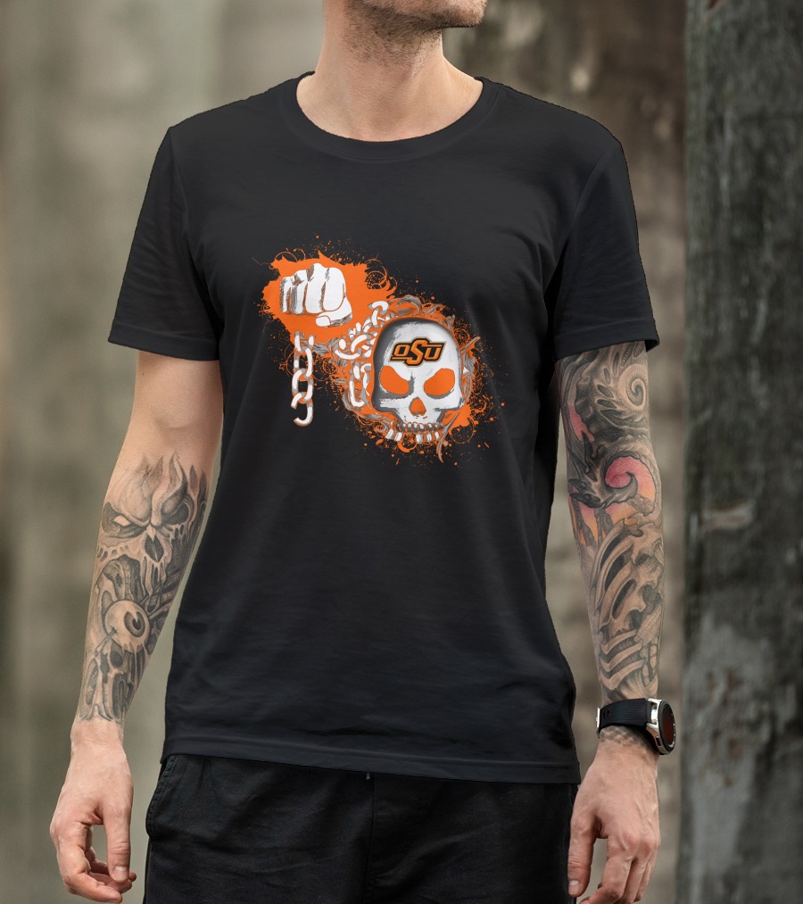 Oklahoma State Cowboys Osu Skull Fist Chains T-Shirt
