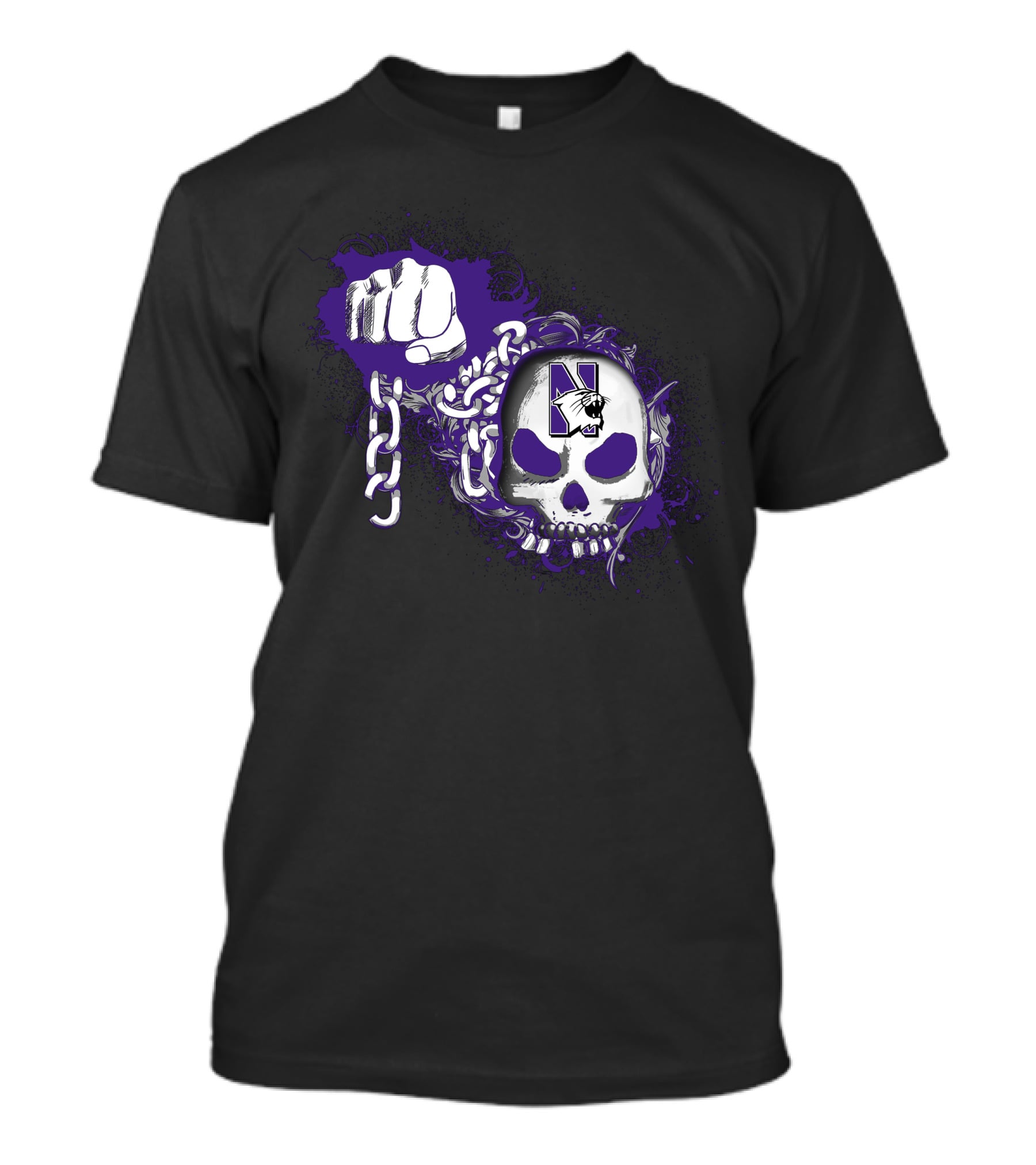 Northwestern Wildcats Skull With Purple Chains T-Shirt