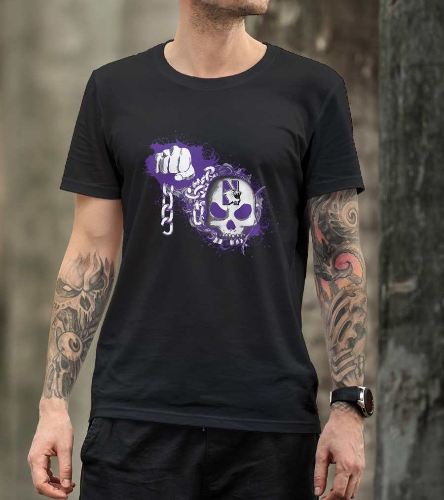 Northwestern Wildcats Skull With Purple Chains T-Shirt