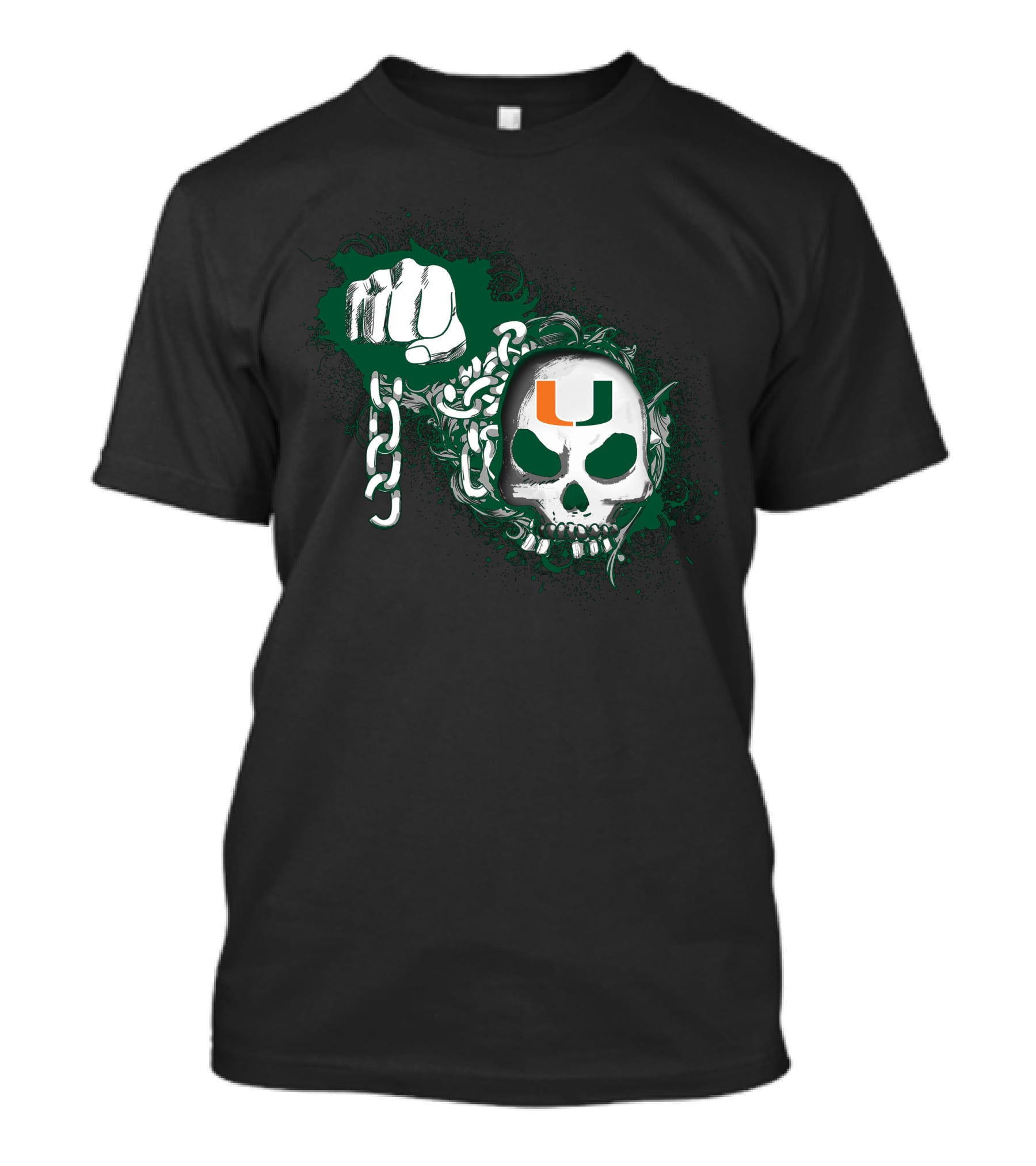 Miami Hurricanes Skull And Fist Chain T-Shirt