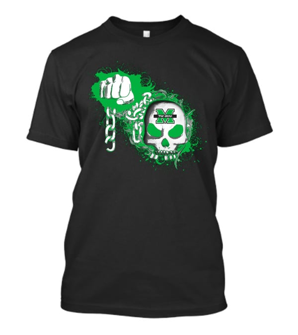 Marshall Thundering Herd Skull And Fist With Chains T-Shirt