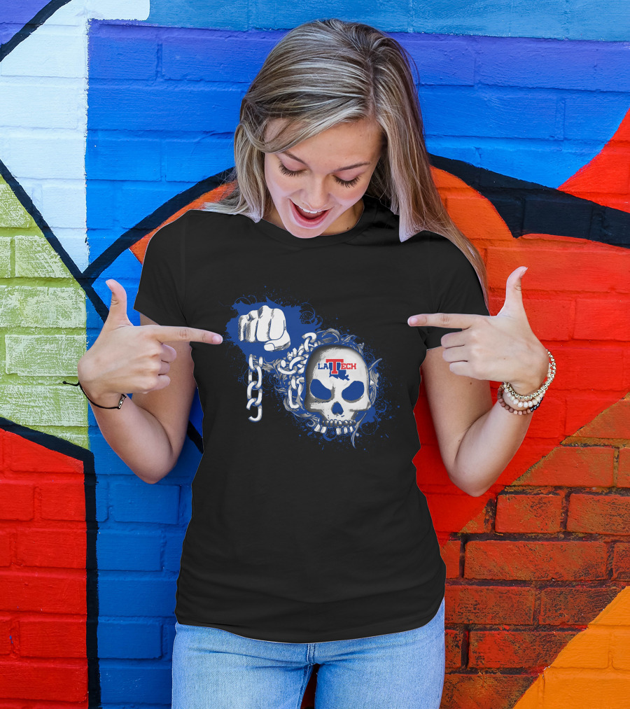 La Tech Bulldogs Skull With Chains And Fist T-Shirt