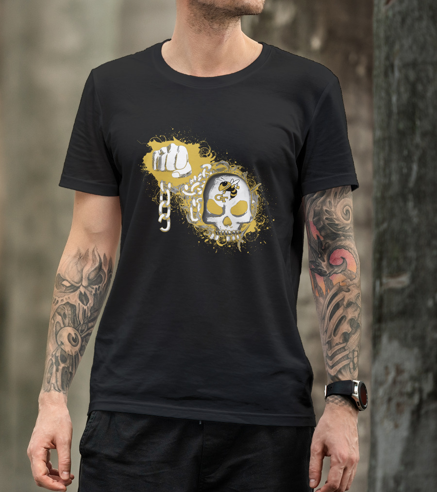 Georgia Tech Yellow Jackets Skull And Fist T-Shirt