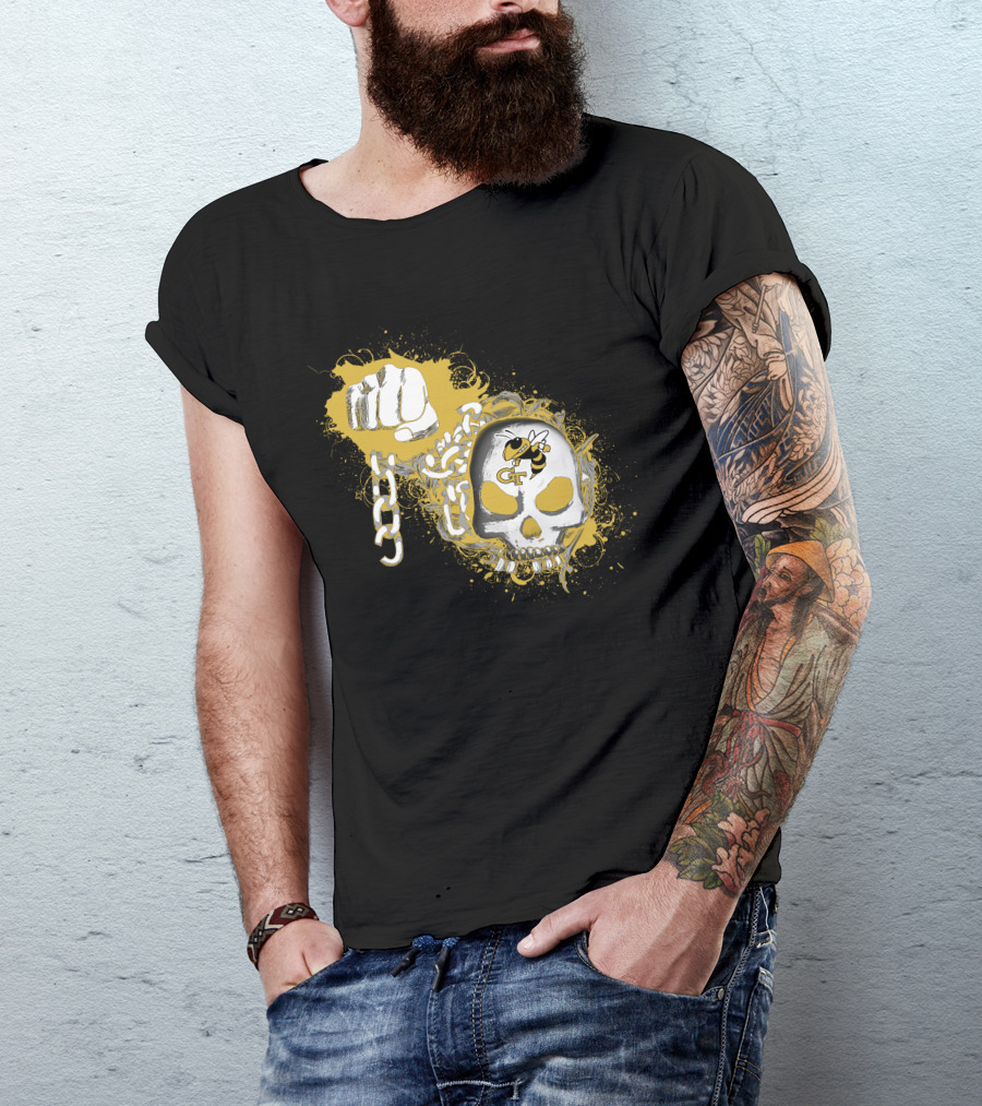 Georgia Tech Yellow Jackets Skull And Fist T-Shirt