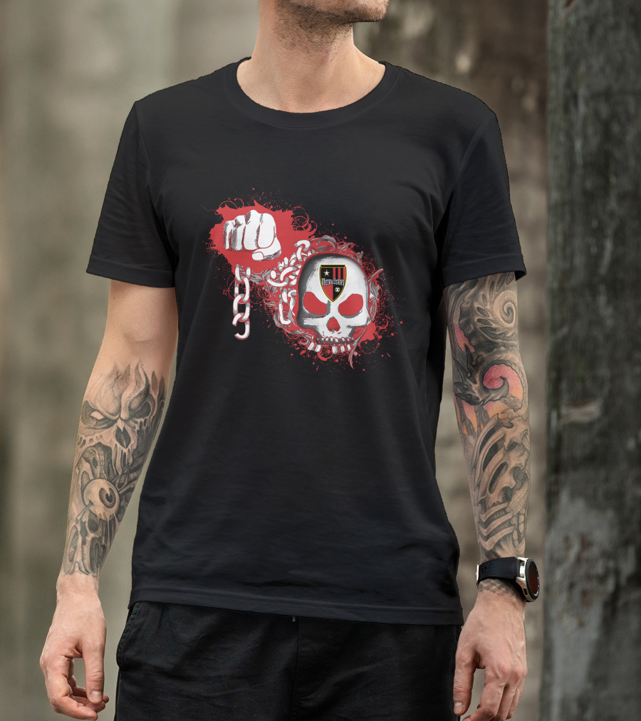 Metrostars Skull And Fist Logo With Chains And Red T-Shirt