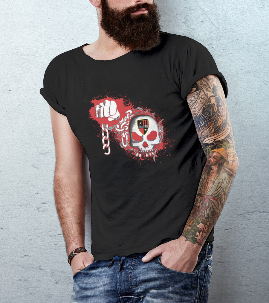 Metrostars Skull And Fist Logo With Chains And Red T-Shirt