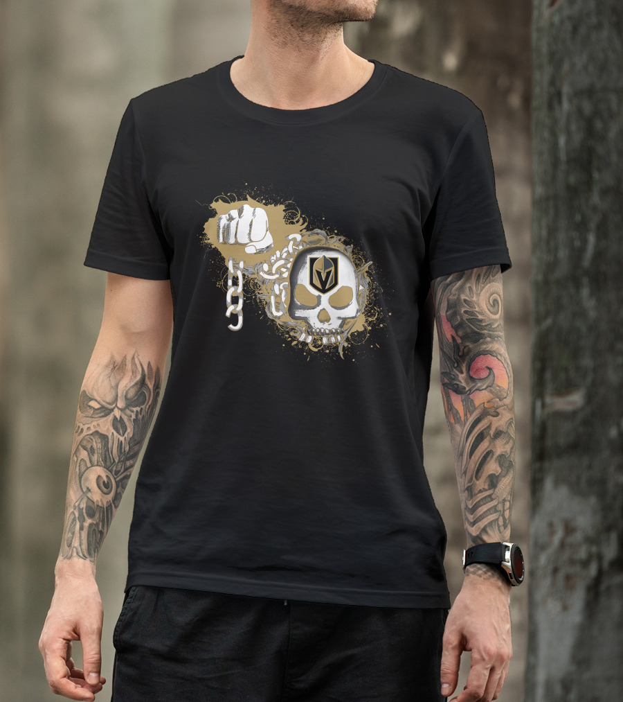 Vegas Golden Knights Skull And Fist With Chains T-Shirt