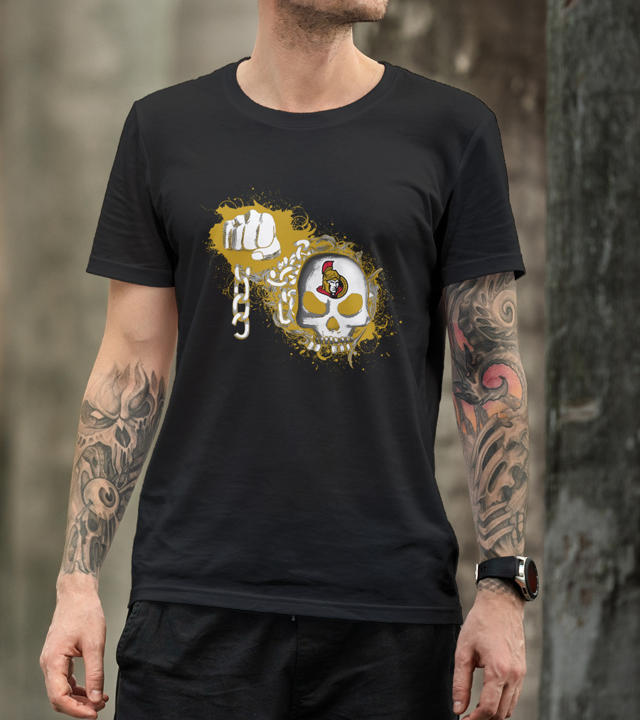 Ottawa Senators Skull And Chain Fist T-Shirt